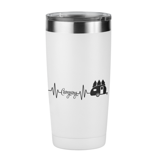 Edelstahl Trinkbecher "Camping Heartbeat" 420 ml Handmade-Lifestyle