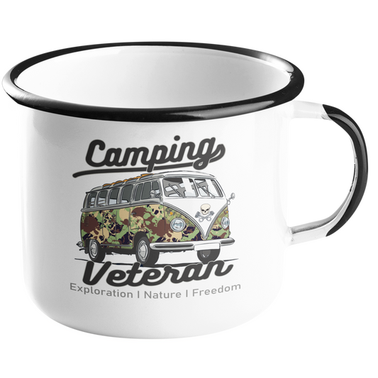 Camping Emailletasse "Camping Veteran" Handmade-Lifestyle