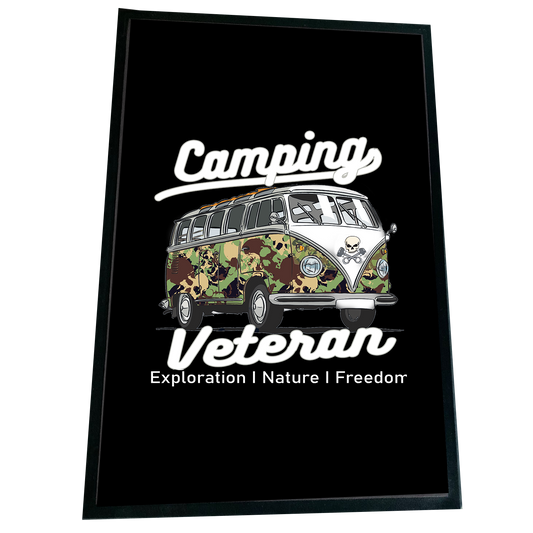 XXL Camping Fußmatte "Camping Veteran" 60x90 cm Handmade-Lifestyle