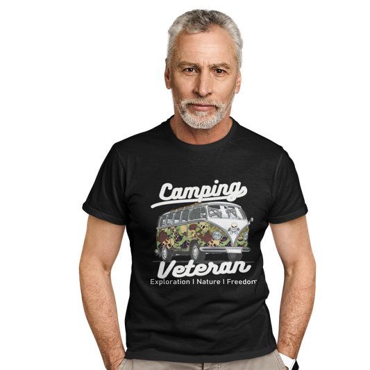 Camping T-Shirt "Camping Veteran" Handmade-Lifestyle