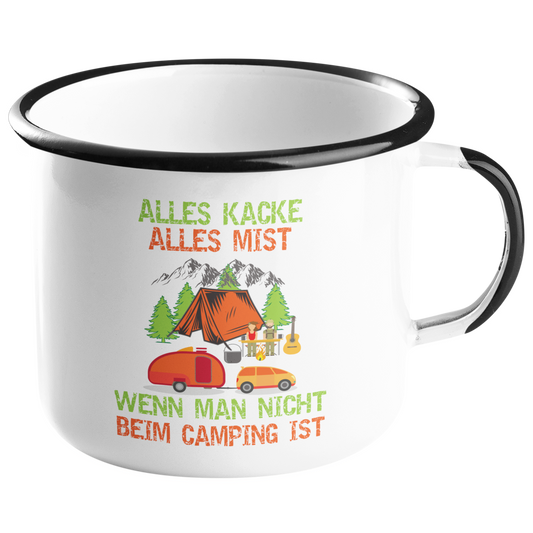 Camping Emailletasse "Alles kacke alles Mist" Handmade-Lifestyle