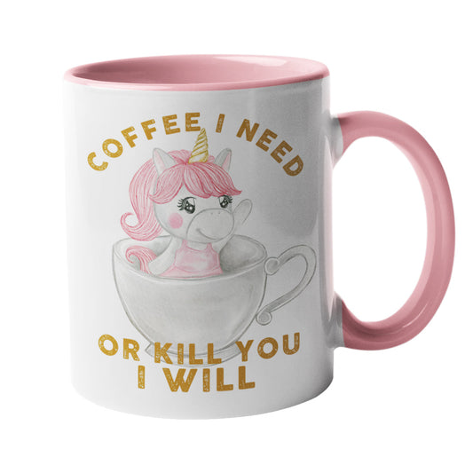 Tasse Einhorn mit Spruch "Coffee I need" Handmade-Lifestyle