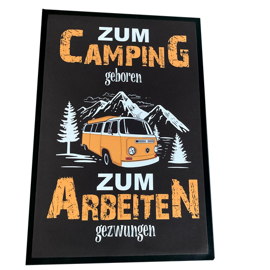 XXL Camping Fußmatte "Zum Campen geboren" 60x90 cm Handmade-Lifestyle