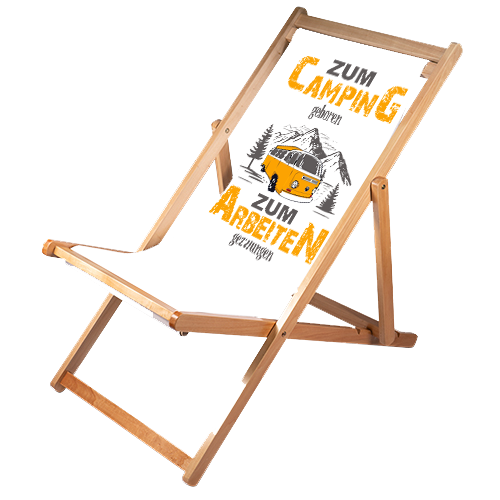 Liegestuhl Camping "Zum Camping geboren" Handmade-Lifestyle