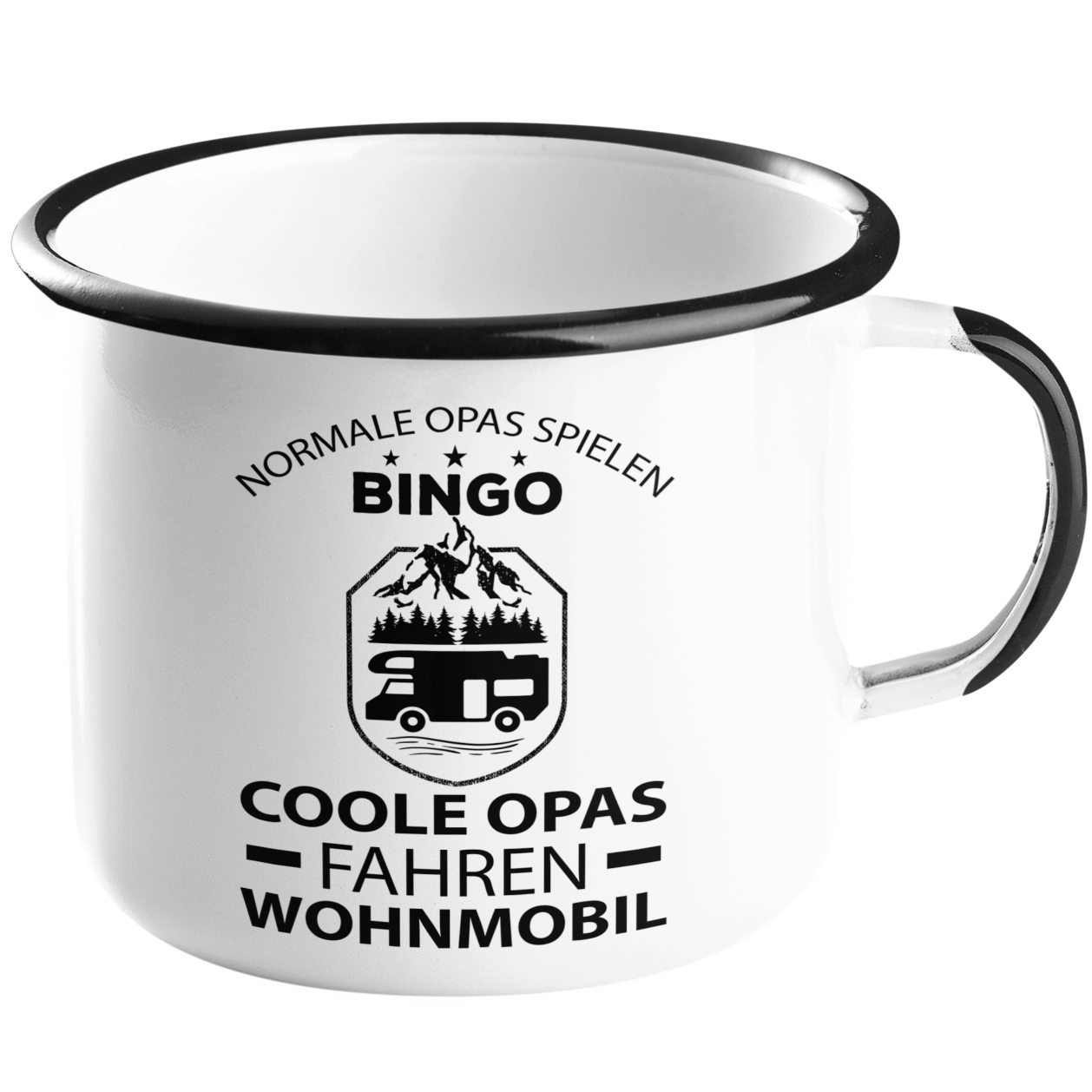 Camping Emailletasse "Normale Opas spielen Bingo" Handmade-Lifestyle