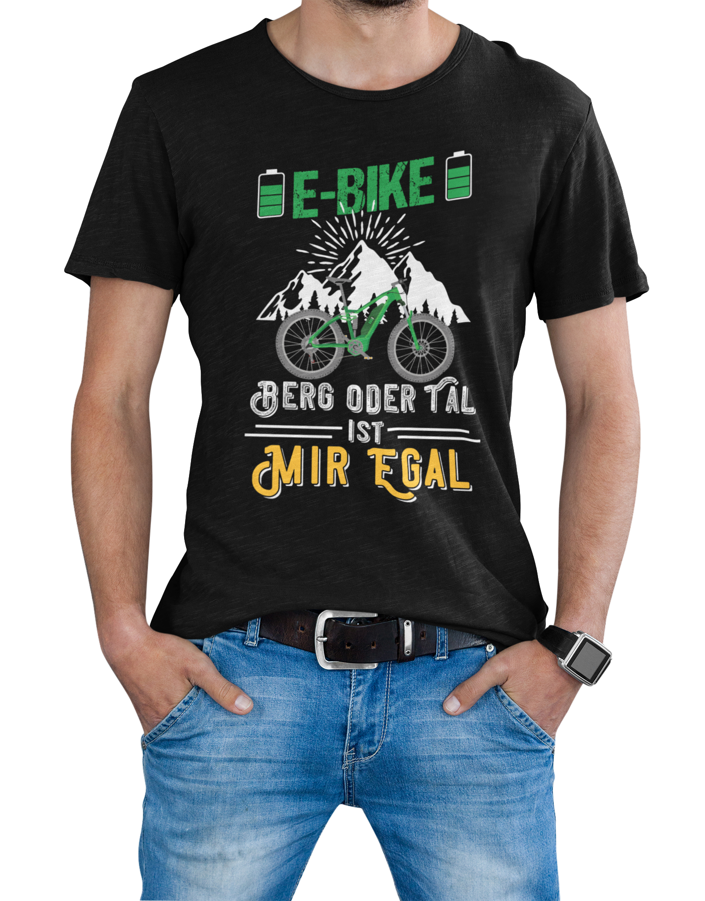 E-Bike T-Shirt "Berg oder Tal - ist mir egal" Handmade-Lifestyle