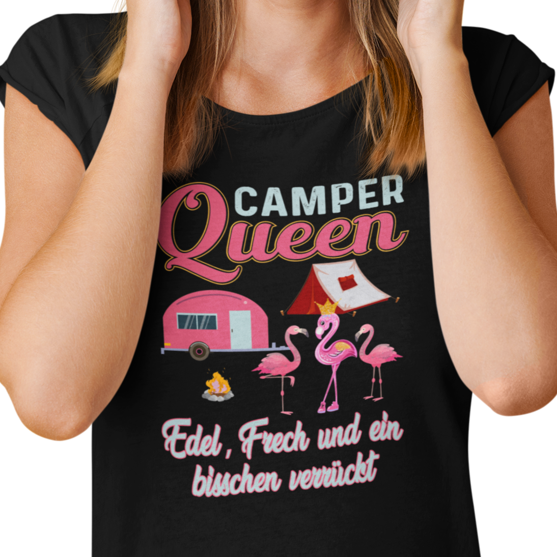 T-Shirt "Camper Queen" Handmade-Lifestyle