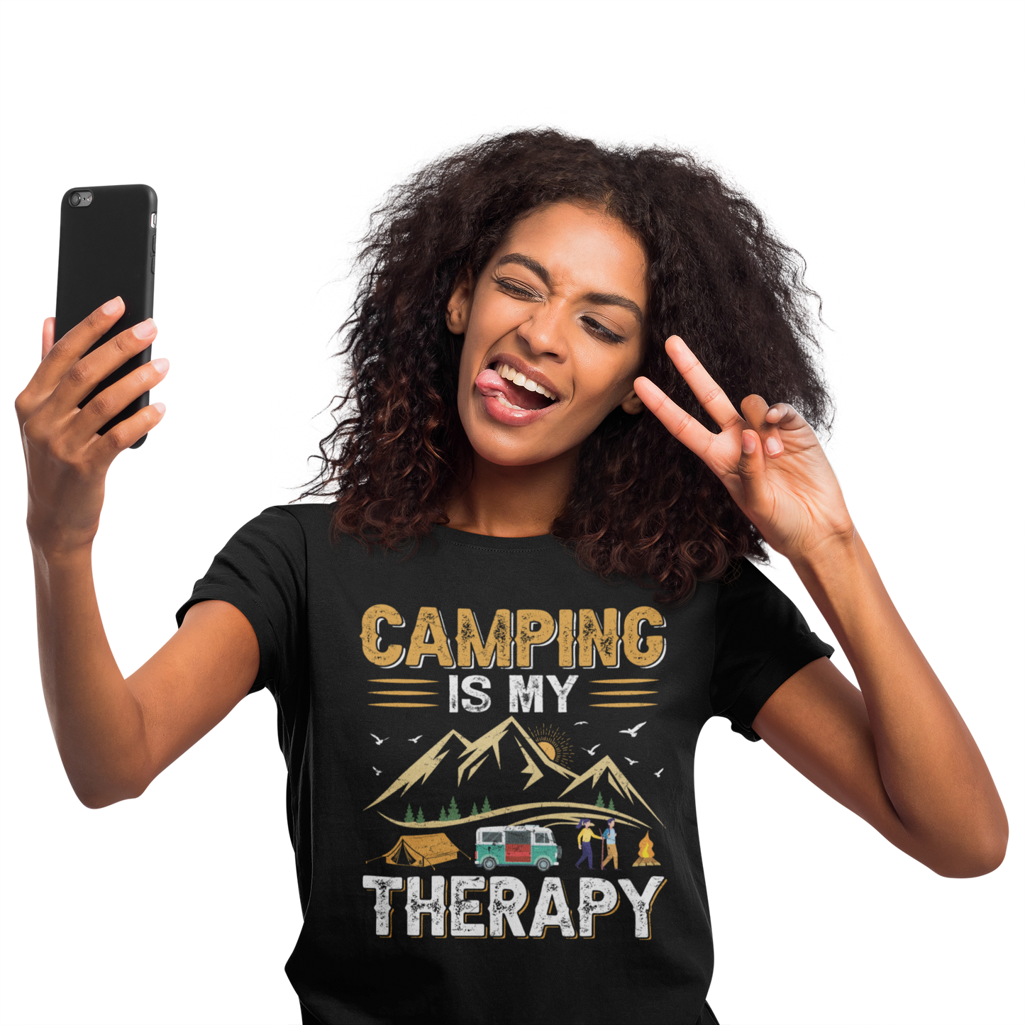 Camping T-Shirt "Camping is my Therapy" Handmade-Lifestyle