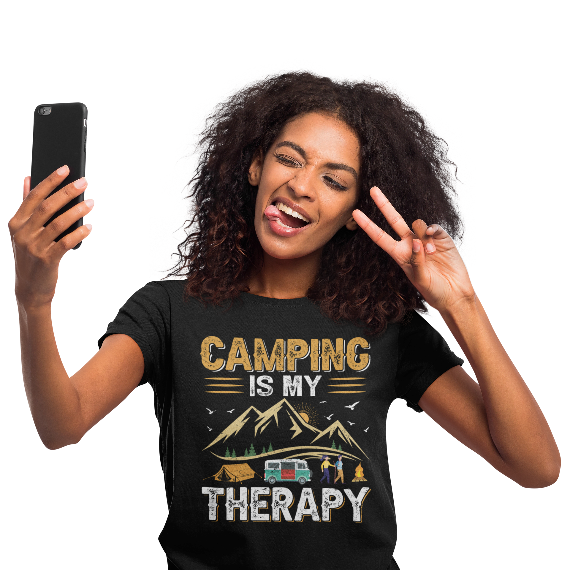 Camping T-Shirt "Camping is my Therapy" Handmade-Lifestyle