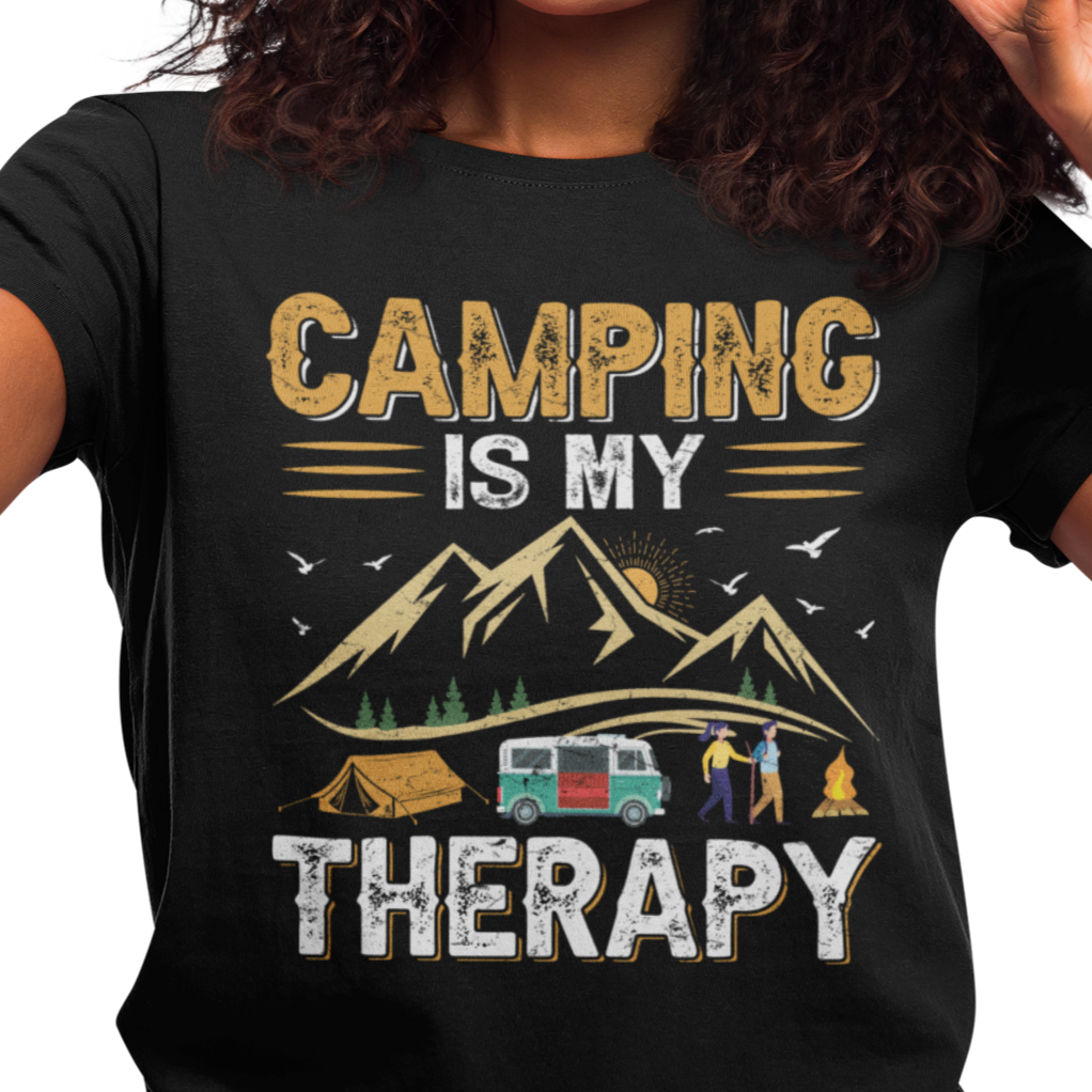 Camping T-Shirt "Camping is my Therapy" Handmade-Lifestyle