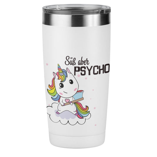Einhorn Edelstahl Trinkbecher "Süß aber psycho" 420 ml Handmade-Lifestyle